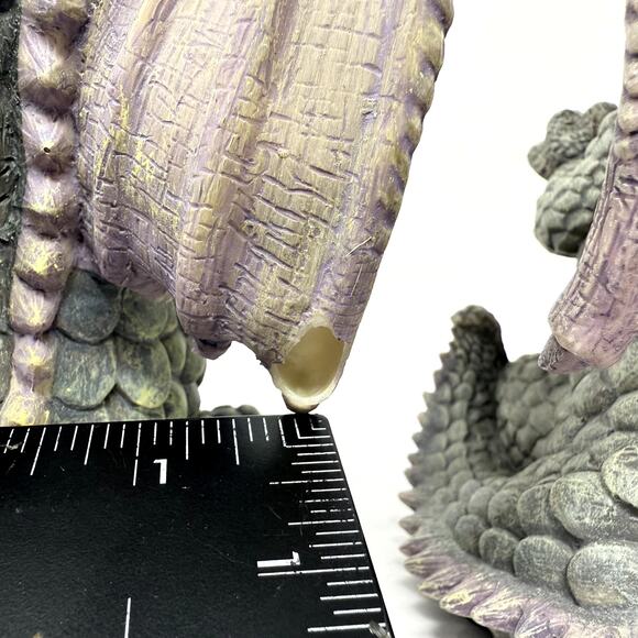 Jaimy Dragon Figurines Pair Resin Fantasy Statues Purple Wings 6” Decor READ - Picture 5 of 8